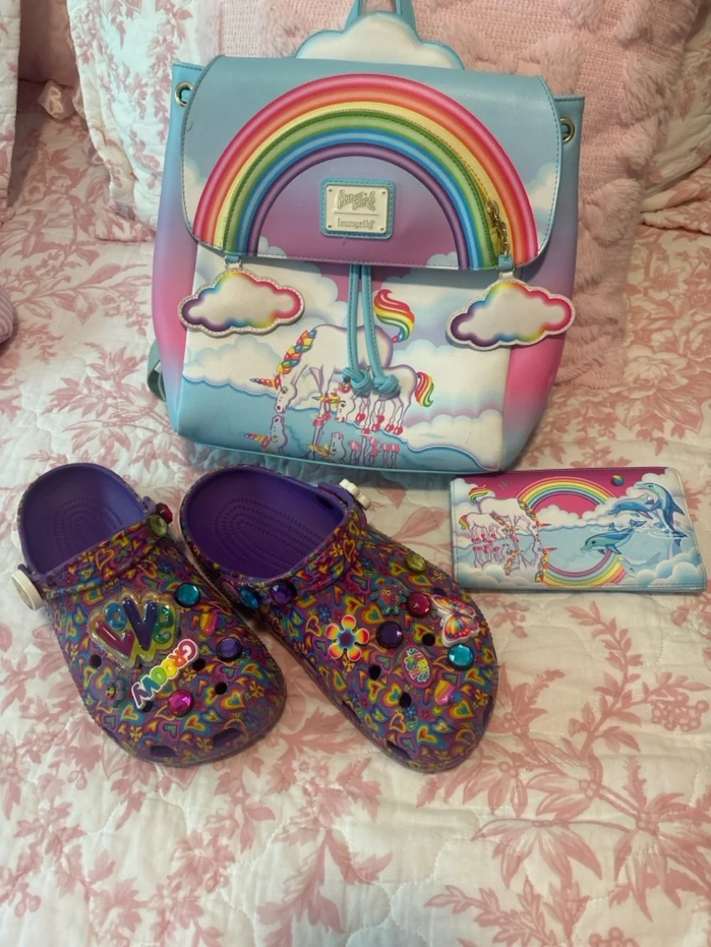 Lisa Frank Pastel Rainbow Cloud Backpack with Matching Wallet - Picture 6 of 12